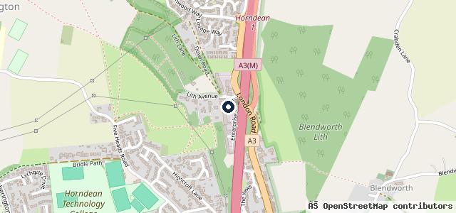 Map showing the location of Horndean MOT Centre