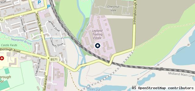 Map showing the location of Vauxhall York Ward & Rowlatt Wellingborough