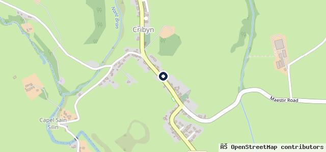 Map showing the location of Cribyn Garage