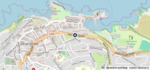 Map showing the location of Castle Hill Garage