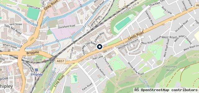 Map showing the location of Thackley MOT centre
