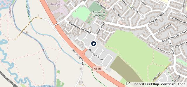 Map showing the location of Eastwood Garage
