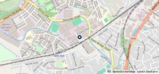 Map showing the location of Three Arches Garage Blackburn