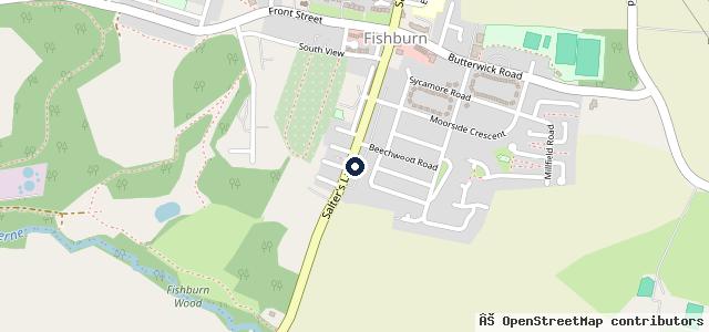 Map showing the location of Fishburn Service Station