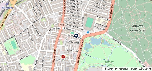 Map showing the location of Langham Street Autos