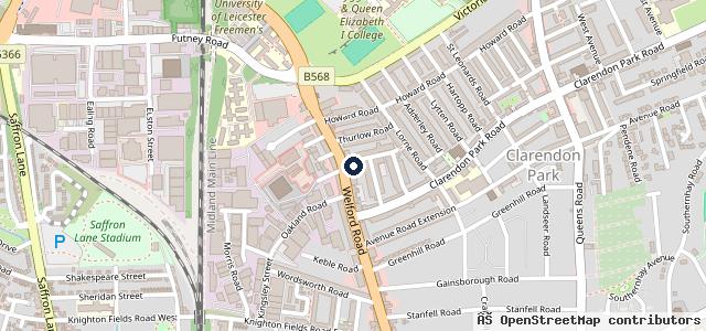 Map showing the location of Leicester Hand Car Wash
