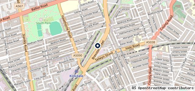 Map showing the location of Liverpool Car Centre