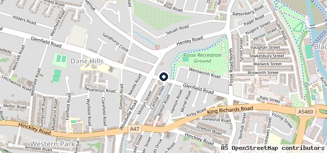 Map showing the location of Glenfield Road Car Wash