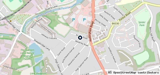 Map showing the location of High Oakham Service and MOT Centre