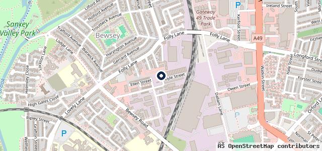 Map showing the location of Warrington Auto Mot & Service Station
