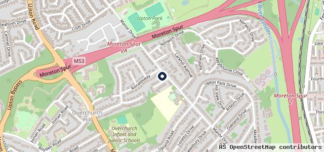 Map showing the location of Uplands Service Station