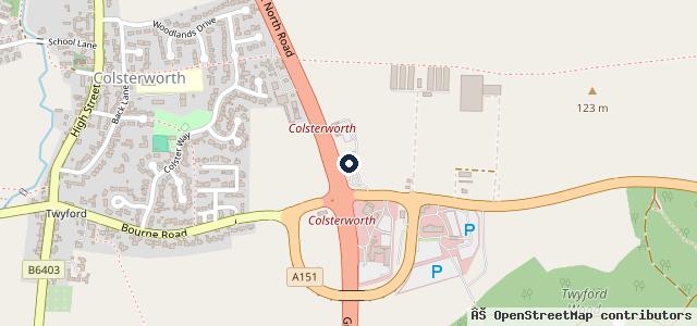 Map showing the location of Jubilee Garage  2016 | Colsterworth