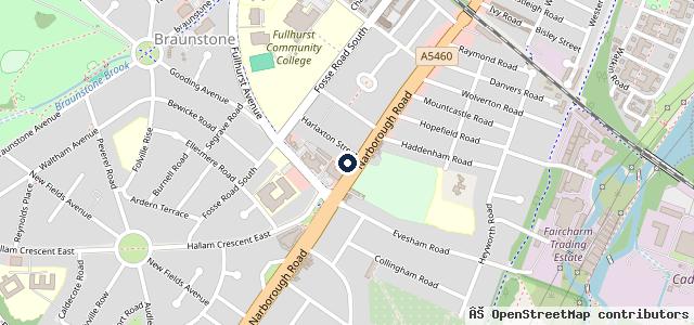 Map showing the location of Pitstop Tyres Leicester