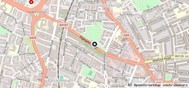 Map showing the location of Highgate car wash