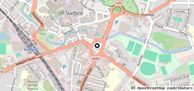 Map showing the location of Halfords Autocentre Stafford (Lichfield Rd)