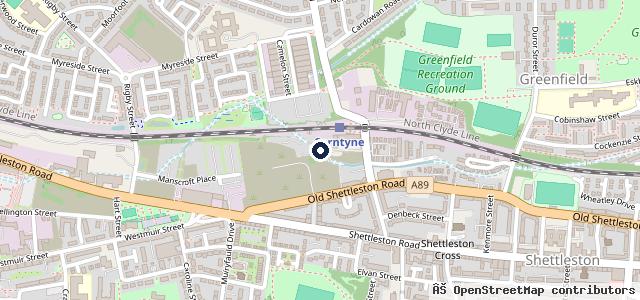 Map showing the location of Carntyne MOT Station