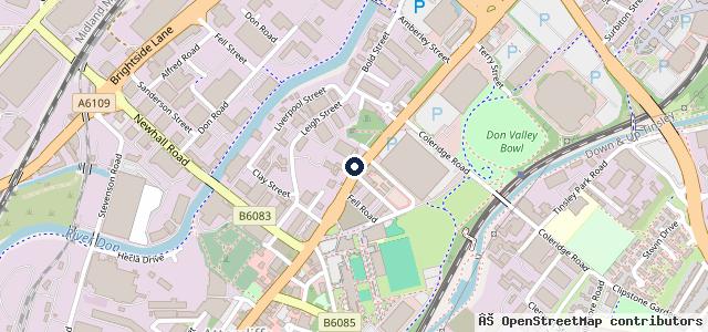 Map showing the location of Sheffield Online