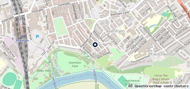 Map showing the location of Avenham Park Garage