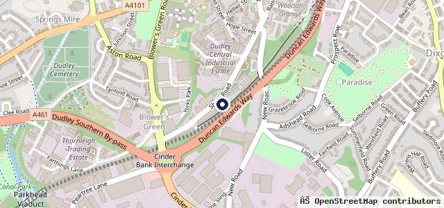 Map showing the location of Dudley MOT Centre