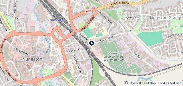 Map showing the location of IVC Nuneaton