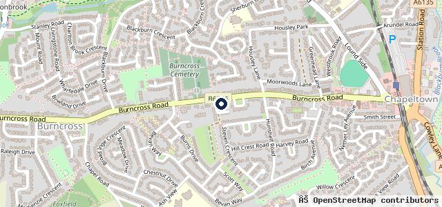 Map showing the location of Burncross Garage