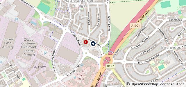 Map showing the location of Porsche Centre Hatfield