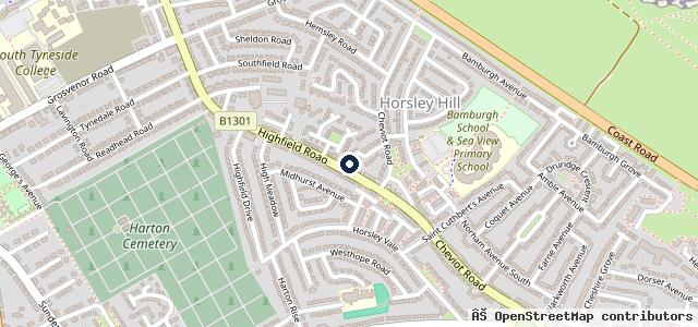 Map showing the location of Highfield Garage