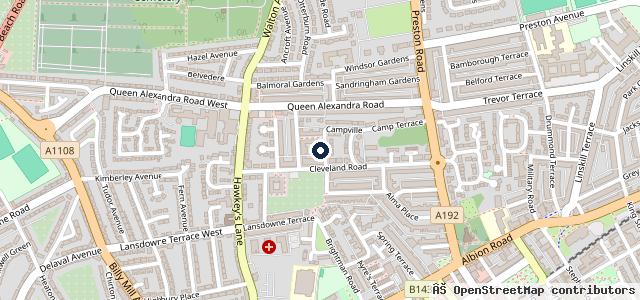 Map showing the location of Express Garage