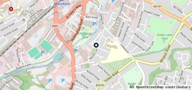 Map showing the location of Halfords Autocentre Mansfield