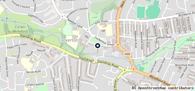 Map showing the location of Cockerton Green Garage