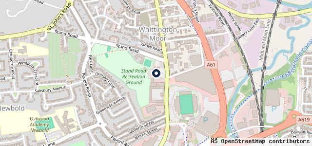 Map showing the location of Formula One Autocentres - Chesterfield