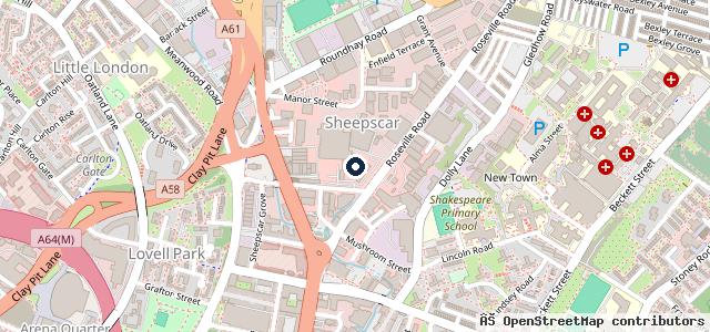 Map showing the location of Arnold Clark Leeds Motorstore