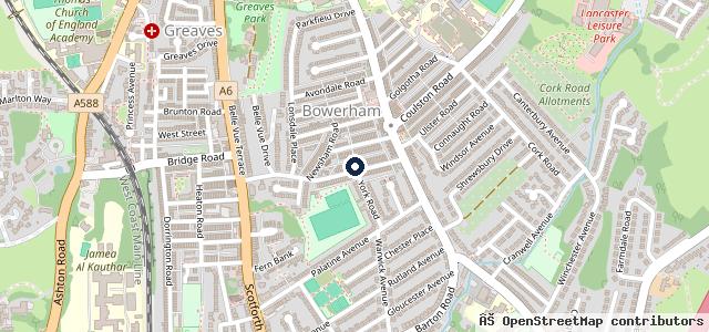 Map showing the location of Bowerham Garage