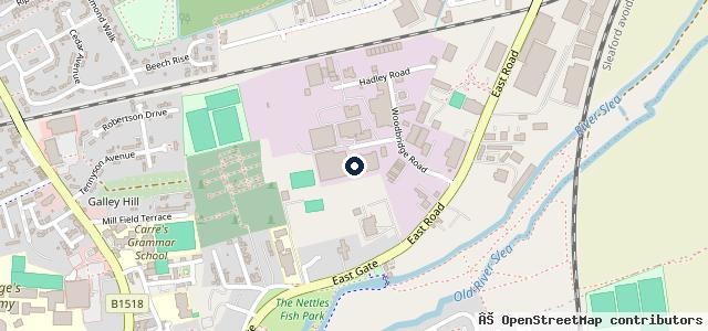 Map showing the location of Alex's Garage