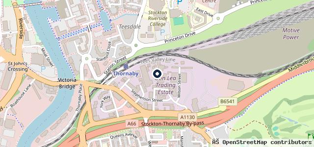 Map showing the location of Thornaby Car Care Centre