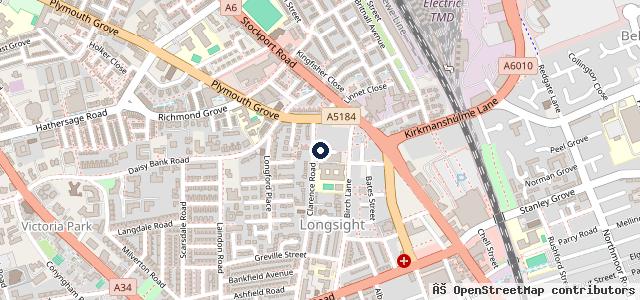 Map showing the location of Longsight Mot Centre