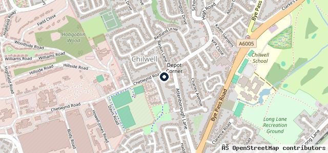 Map showing the location of Chilwell MOT & Service Centre