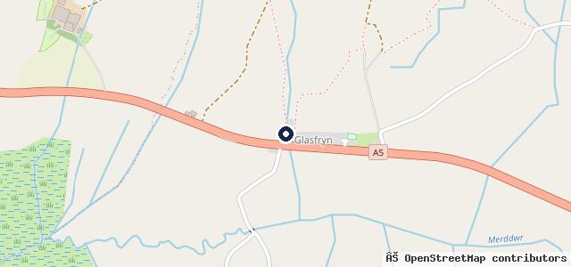 Map showing the location of Glasfryn Garage