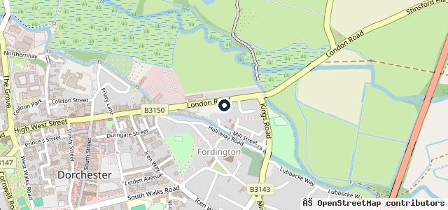 Map showing the location of Howards Peugeot Dorchester