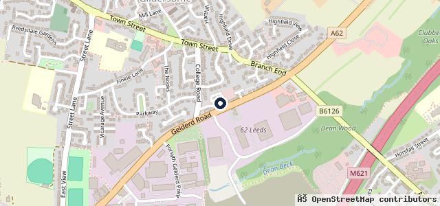 Map showing the location of Gildersome Service Station