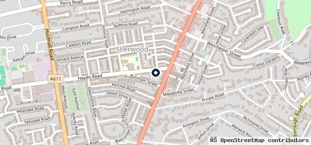 Map showing the location of Sherwood Car Centre