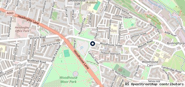 Map showing the location of Woodhouse Garage - Leeds Ltd | Leeds