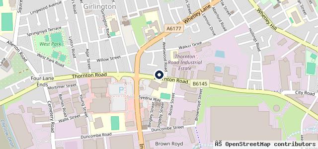 Map showing the location of MY Tyres Bradford