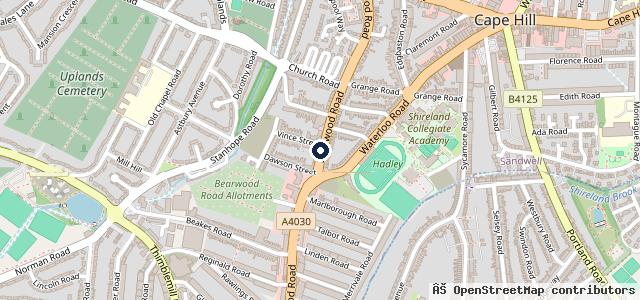 Map showing the location of Bearwood Garage MOT & Service Centre & Vans Sales