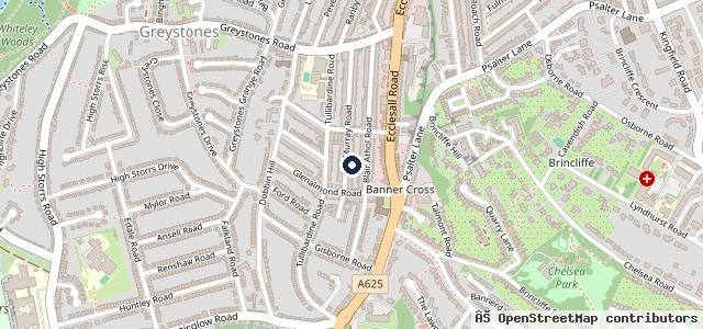 Map showing the location of Banner Cross Garage